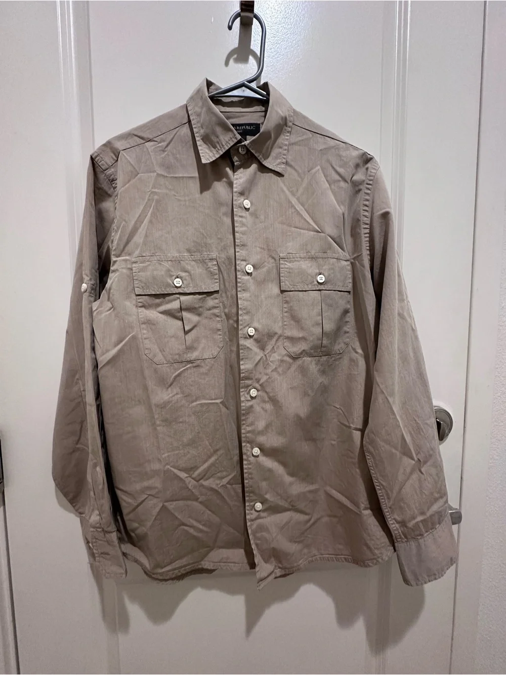 Banana Republic Men's Tan Button-Front Casual Shirt